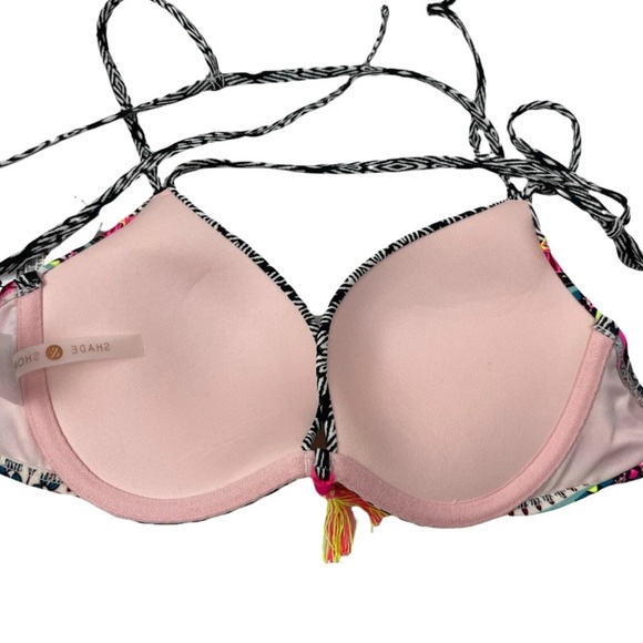 NWOT Shade & Shore Multicolored w/Tassle Element Bikini Top Size 34C - Picture 8 of 9